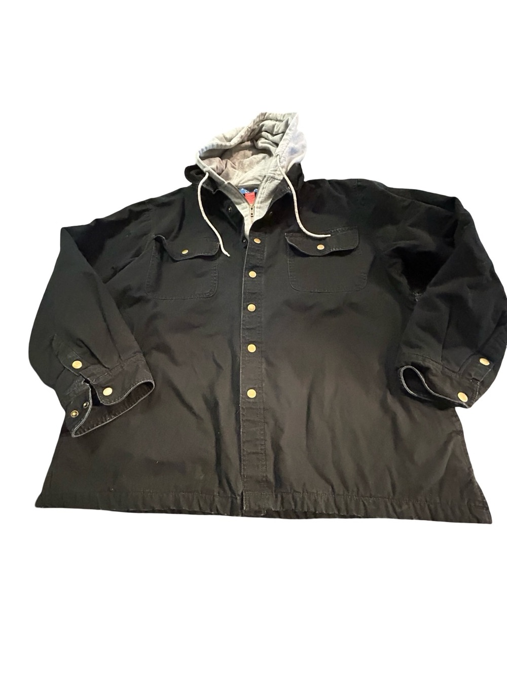 Puritan Vintage Heavy Canvas Hooded Workwear Jacket Black L 42-44 Padded Lined